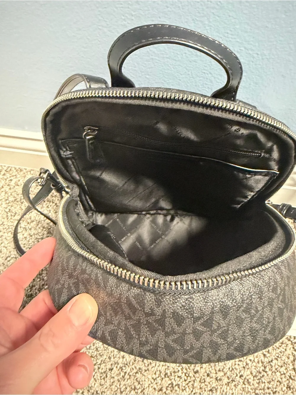 Michael Kors Black Studded Backpack and Zip Wallet Set